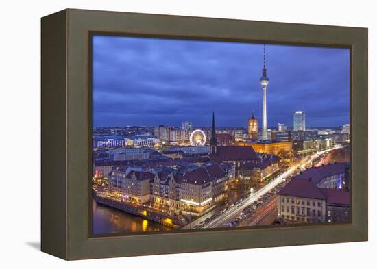 Berlin Mitte, Central Distric of Berlin with 368M Tall Tv Tower Seen from Fischerinsel at Dusk-David Bank-Framed Premier Image Canvas