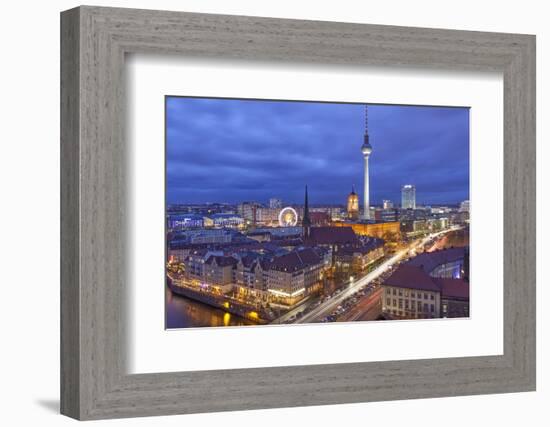 Berlin Mitte, Central Distric of Berlin with 368M Tall Tv Tower Seen from Fischerinsel at Dusk-David Bank-Framed Photographic Print