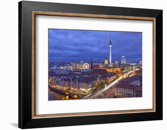 Berlin Mitte, Central Distric of Berlin with 368M Tall Tv Tower Seen from Fischerinsel at Dusk-David Bank-Framed Photographic Print