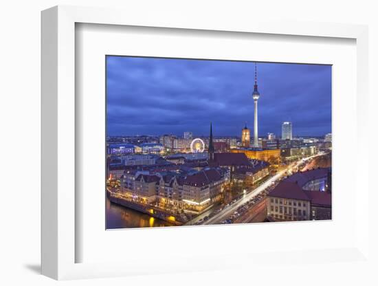 Berlin Mitte, Central Distric of Berlin with 368M Tall Tv Tower Seen from Fischerinsel at Dusk-David Bank-Framed Photographic Print