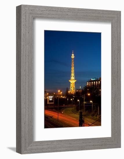 Berlin, Radio Tower, City Highway, Night-Catharina Lux-Framed Photographic Print