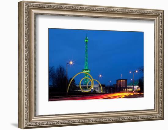 Berlin, Radio Tower, Looping Sculpture, Night-Catharina Lux-Framed Photographic Print