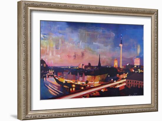 Berlin Skyline at Dusk-Markus Bleichner-Framed Art Print