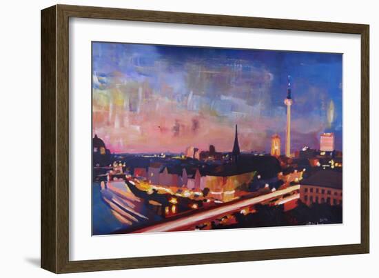 Berlin Skyline at Dusk-Markus Bleichner-Framed Art Print