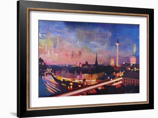 Berlin Skyline at Dusk-Markus Bleichner-Framed Art Print