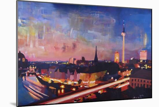 Berlin Skyline at Dusk-Markus Bleichner-Mounted Art Print