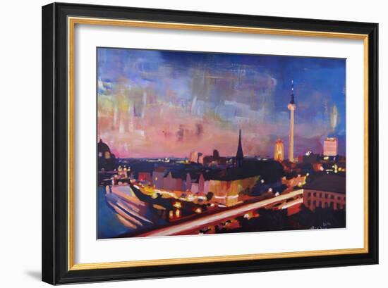 Berlin Skyline at Dusk-Markus Bleichner-Framed Art Print