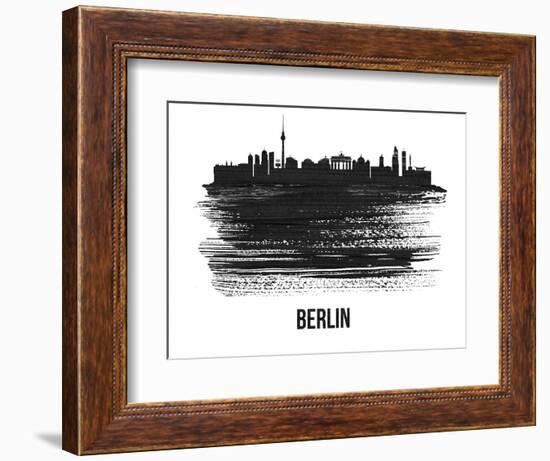 Berlin  Skyline Brush Stroke - Black II-NaxArt-Framed Art Print