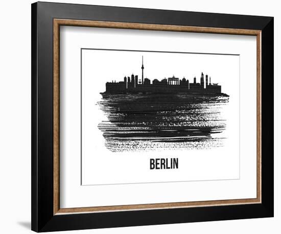 Berlin  Skyline Brush Stroke - Black II-NaxArt-Framed Art Print