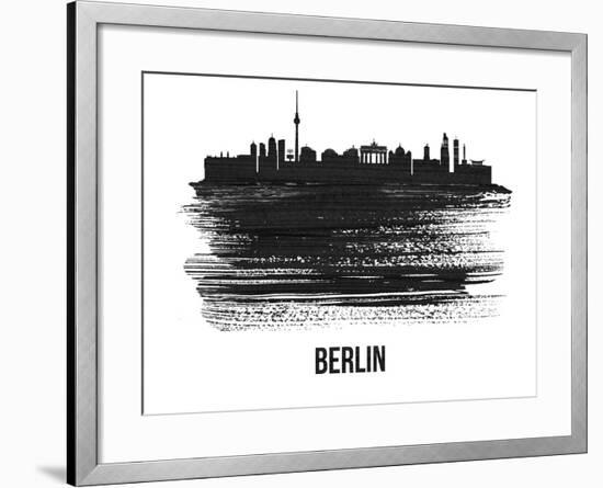 Berlin  Skyline Brush Stroke - Black II-NaxArt-Framed Art Print