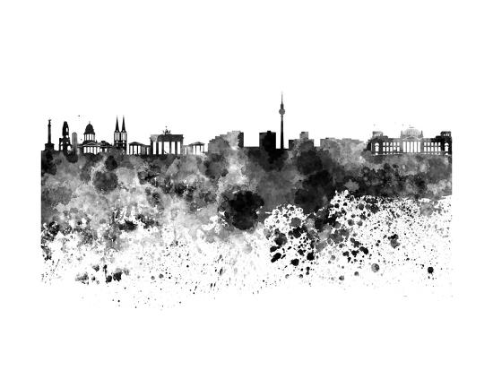 berlin skyline in black watercolor art print by paulrommer art com