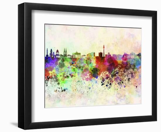 Berlin Skyline in Watercolor Background-paulrommer-Framed Art Print