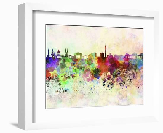 Berlin Skyline in Watercolor Background-paulrommer-Framed Art Print