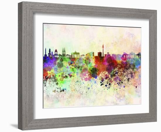 Berlin Skyline in Watercolor Background-paulrommer-Framed Art Print