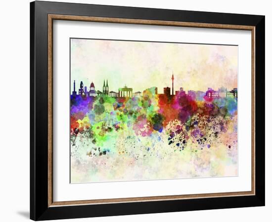 Berlin Skyline in Watercolor Background-paulrommer-Framed Art Print