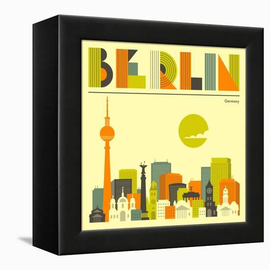 Berlin Skyline-Jazzberry Blue-Framed Stretched Canvas