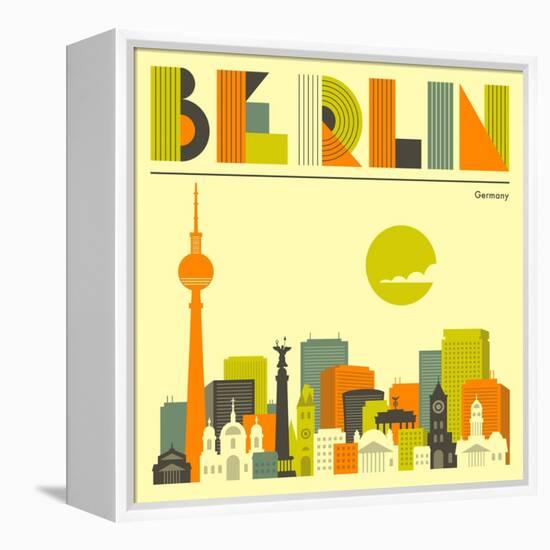 Berlin Skyline-Jazzberry Blue-Framed Stretched Canvas