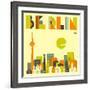 Berlin Skyline-Jazzberry Blue-Framed Art Print
