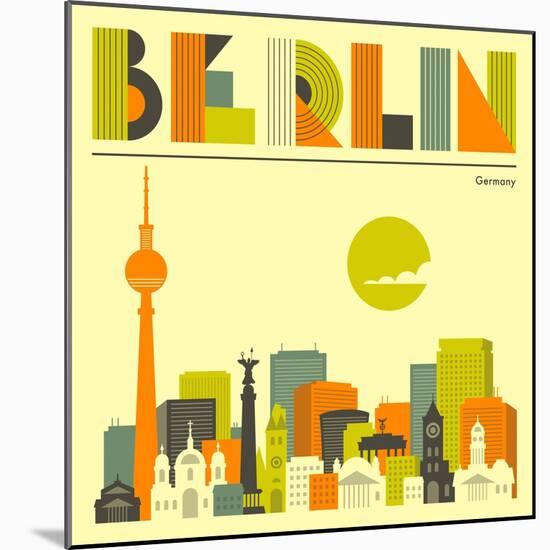 Berlin Skyline-Jazzberry Blue-Mounted Art Print
