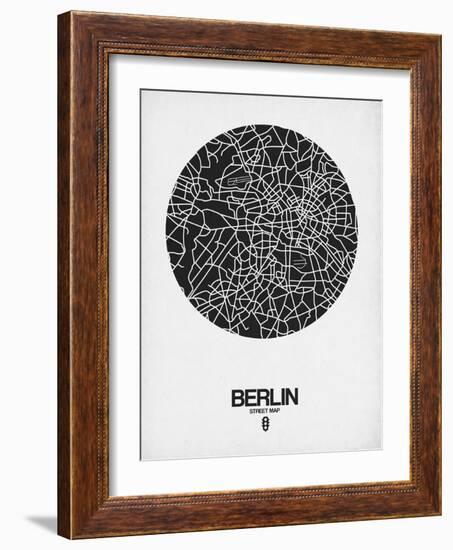 Berlin Street Map Black on White-NaxArt-Framed Art Print