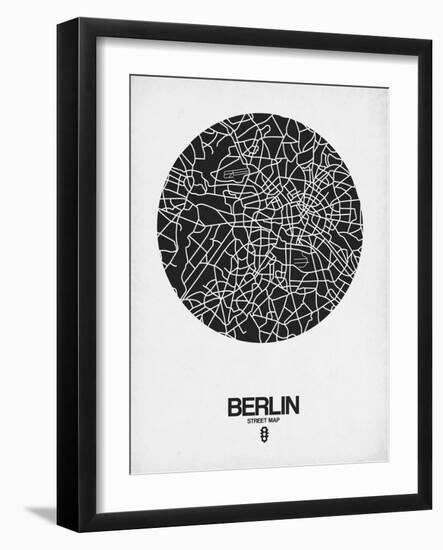 Berlin Street Map Black on White-NaxArt-Framed Art Print