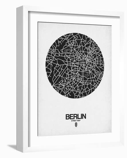 Berlin Street Map Black on White-NaxArt-Framed Art Print