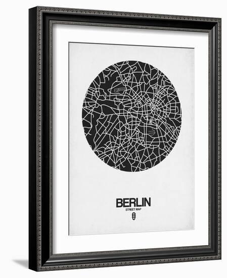 Berlin Street Map Black on White-NaxArt-Framed Art Print