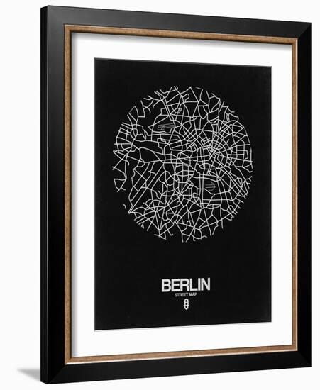 Berlin Street Map Black-NaxArt-Framed Art Print