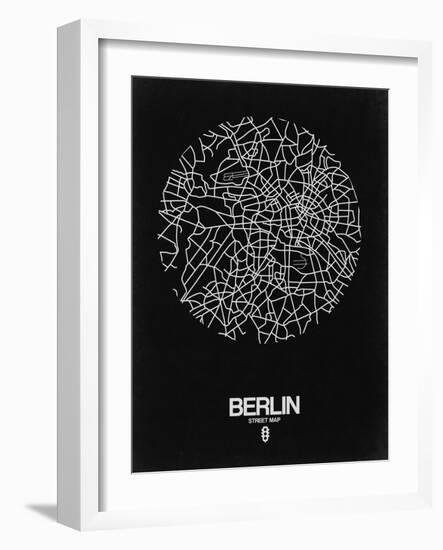 Berlin Street Map Black-NaxArt-Framed Art Print