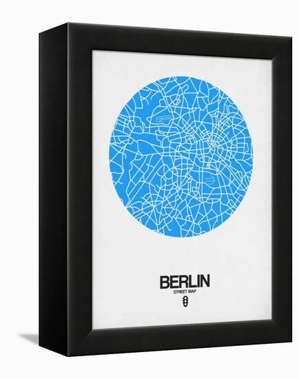 Berlin Street Map Blue-NaxArt-Framed Stretched Canvas