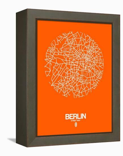 Berlin Street Map Orange-NaxArt-Framed Stretched Canvas