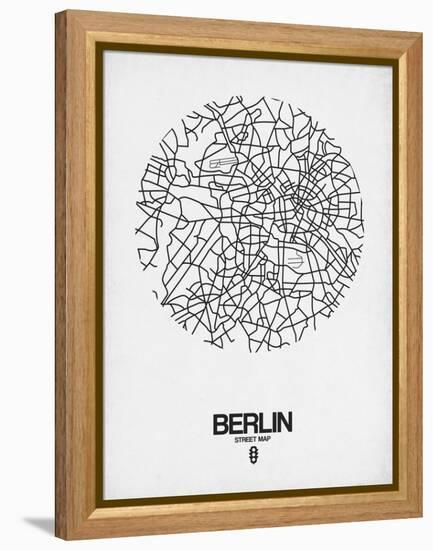 Berlin Street Map White-NaxArt-Framed Stretched Canvas