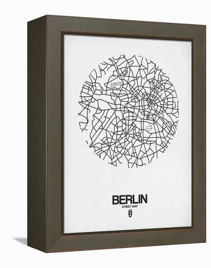 Berlin Street Map White-NaxArt-Framed Stretched Canvas