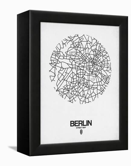 Berlin Street Map White-NaxArt-Framed Stretched Canvas