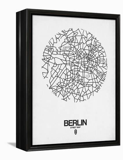 Berlin Street Map White-NaxArt-Framed Stretched Canvas