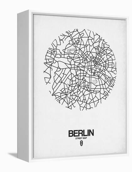 Berlin Street Map White-NaxArt-Framed Stretched Canvas