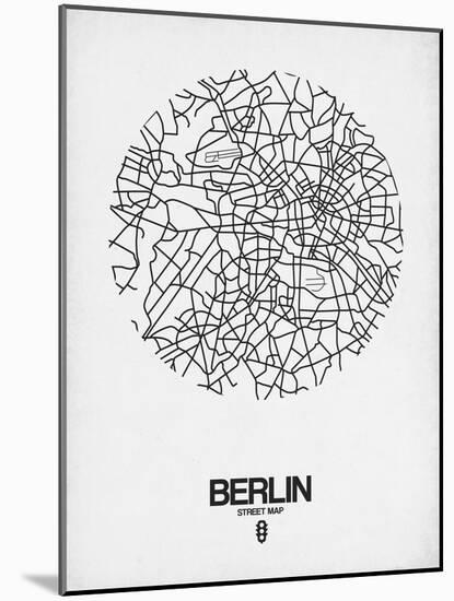 Berlin Street Map White-NaxArt-Mounted Art Print