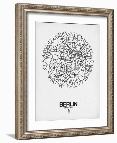 Berlin Street Map White-NaxArt-Framed Art Print