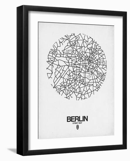 Berlin Street Map White-NaxArt-Framed Art Print