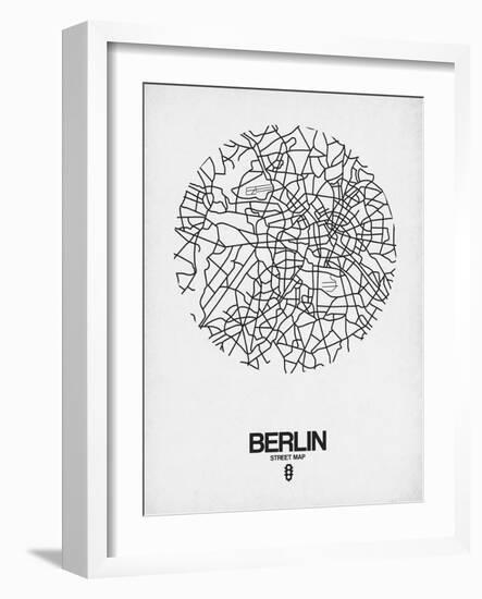 Berlin Street Map White-NaxArt-Framed Art Print