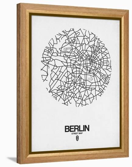 Berlin Street Map White-NaxArt-Framed Stretched Canvas