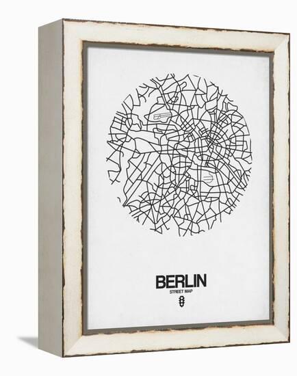 Berlin Street Map White-NaxArt-Framed Stretched Canvas