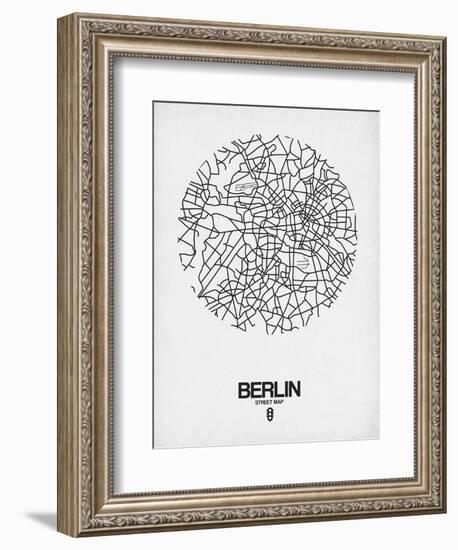 Berlin Street Map White-NaxArt-Framed Art Print