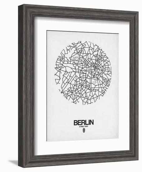 Berlin Street Map White-NaxArt-Framed Art Print