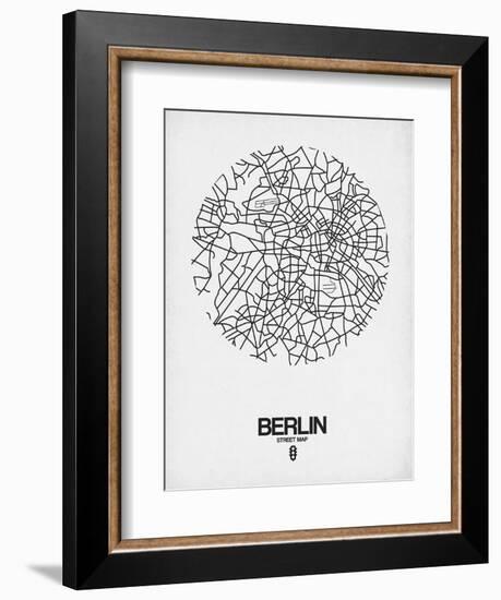 Berlin Street Map White-NaxArt-Framed Art Print