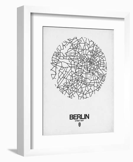 Berlin Street Map White-NaxArt-Framed Art Print