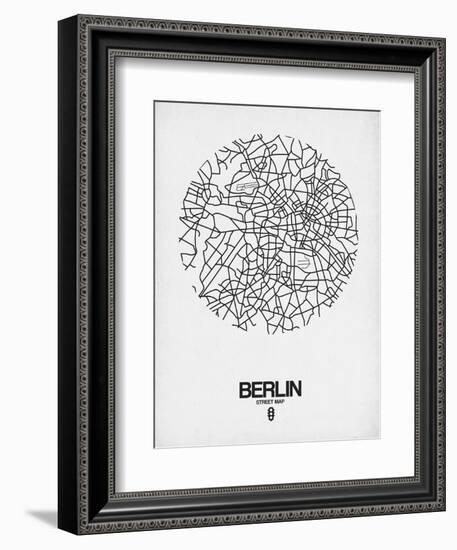 Berlin Street Map White-NaxArt-Framed Art Print