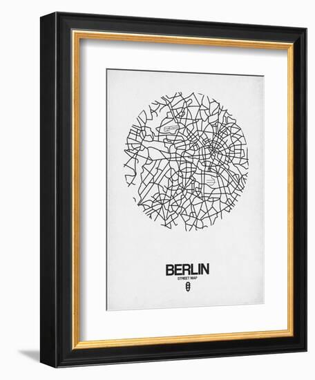 Berlin Street Map White-NaxArt-Framed Art Print