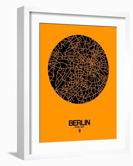 Berlin Street Map Yellow-NaxArt-Framed Art Print