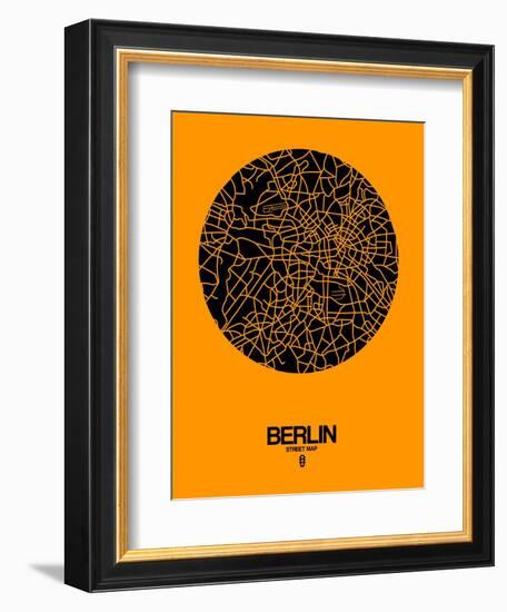 Berlin Street Map Yellow-NaxArt-Framed Art Print